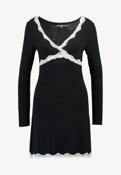 Anna Field HEIDI LONG SLEEVES VISCOSE NIGHTDRESS - Nachthemd - Black -Anna Field 32fa00dfae104f94a6dcda686bd2fdf8