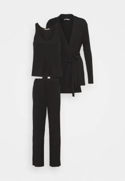 Anna Field 3 PIECE JERSEY - Nachtwäsche Set - Black -Anna Field cca80f6d87e14a8cb955af6b73aa5632